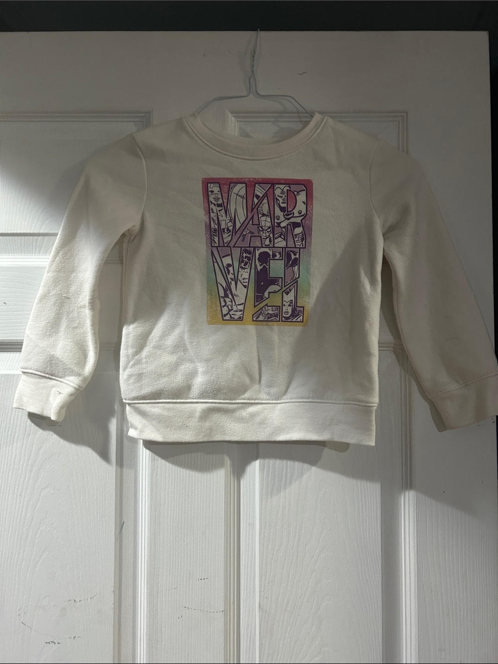 Kids Cream Graphic Pullover Sweatshirt - Floral Lettering Sz small